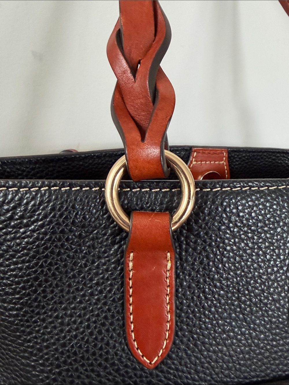 Dooney & Bourke Gretchen Small Tote Black Pebble Leather Braided Handles - Picture 6 of 16